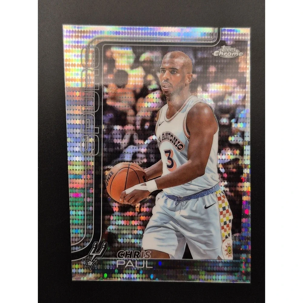 2025-26 Topps Chrome Chris Paul #219 Pulsar Refractor MISCUT RARE Spurs